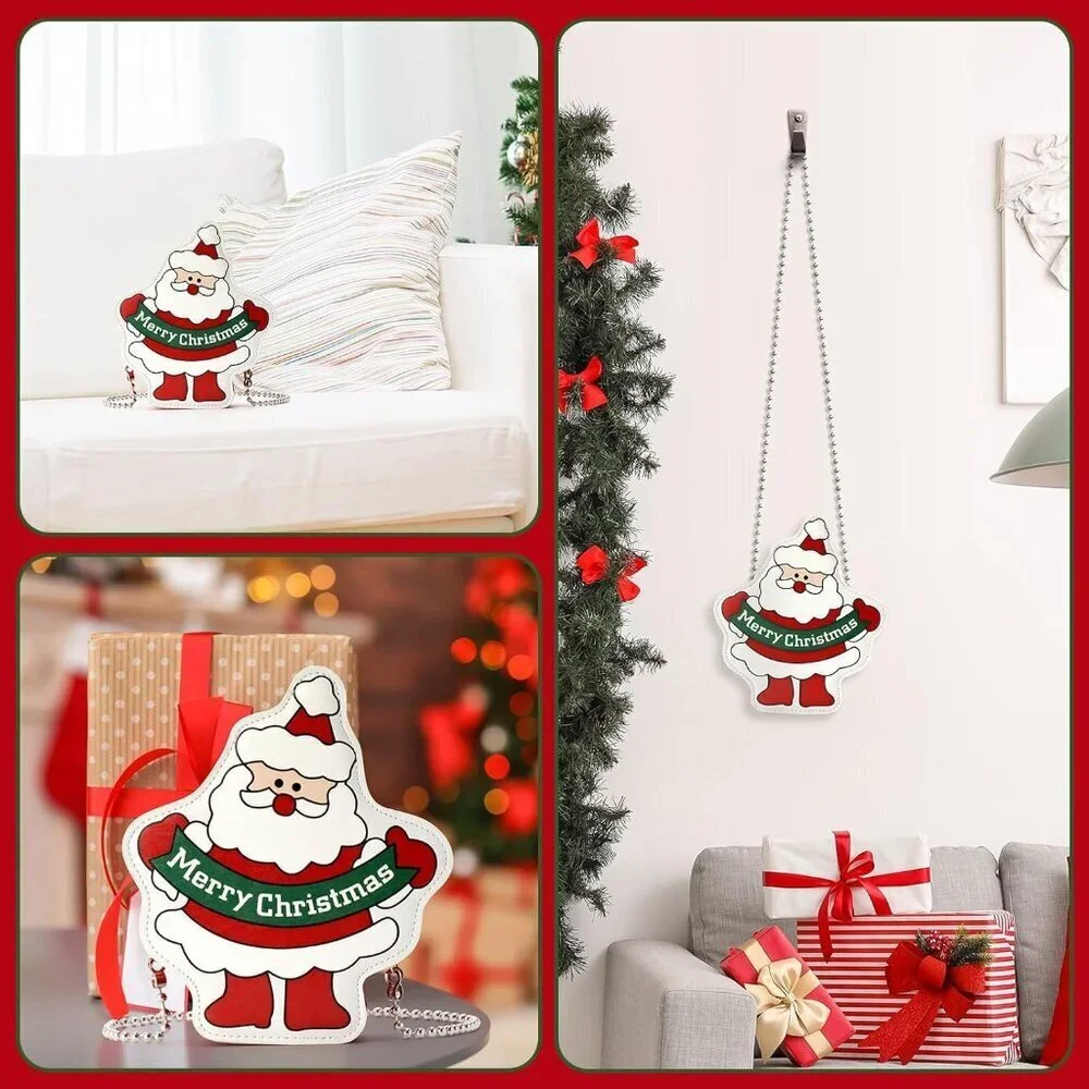 Santa Shaped Crossbody Purse Women's Holiday Bag Cute Xmas Shoulder Bag